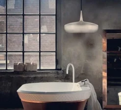 Suspension, Clava Dine, blanc mat, câble noir, H28cm, Ø43cm - Umage