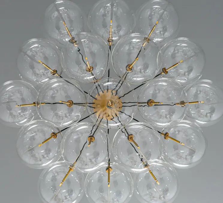Suspension, Cloud 250, structure laiton, globes transparents, Ø119,5cm, H84,9cm - Schwung