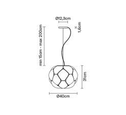 Suspension, Cloudy F21, transparent, blanc, Ø40cm, H31cm - Fabbian