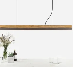 Suspension, [C1o], chêne, acier rouillé, LED, L122cm, H8cm, 2700K, dimmable - GANTLights