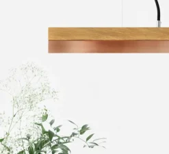 Suspension, [C3o], chêne, cuivre, LED, L182cm, H8cm - GANTLIGHTS