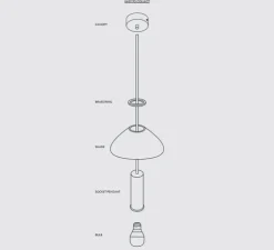 Suspension, Collect lighting, high, laiton, abat-jour Opal Tall, Ø18cm, H51,2cm - Ferm Living