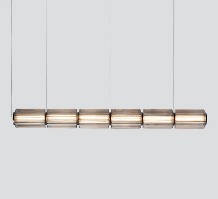 Suspension, Column, 6 cylindres, carbone, LED, dim, DALI, 2700K, L172cm, H17,5cm - A-N-D