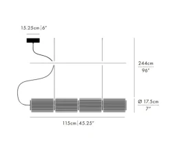 Suspension, Column, 4 cylindres, carbone, LED, dim, DALI, 2700K, L115cm, H17,5cm - A-N-D