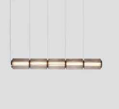 Suspension, Column, 5 cylindres, carbone, LED, dim, DALI, 2700K, L143,5cm, H17,5cm - A-N-D