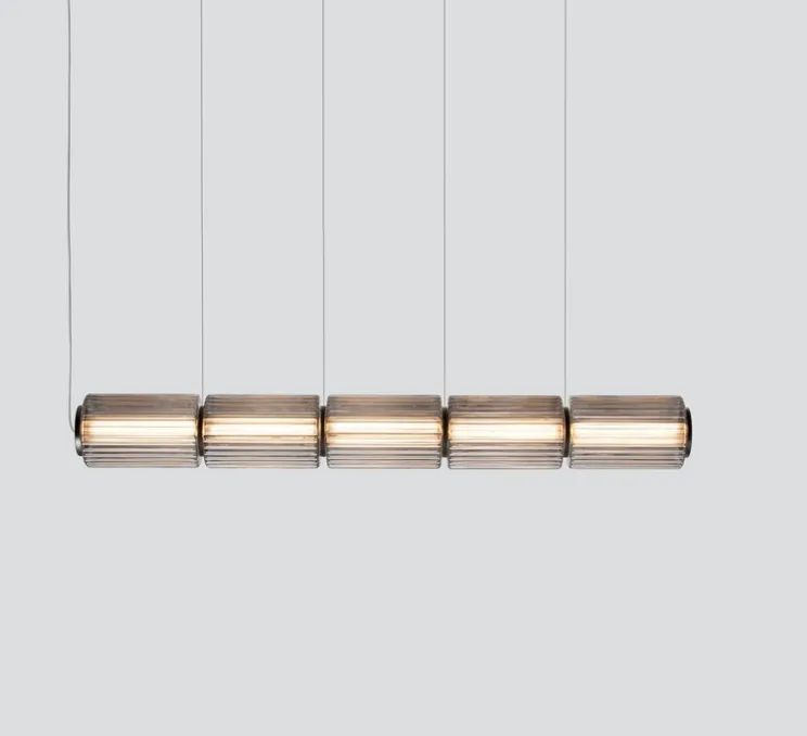 Suspension, Column, 5 cylindres, carbone, LED, dim, DALI, 2700K, L143,5cm, H17,5cm - A-N-D