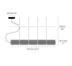 Suspension, Column 175, horizontal, 5 cylindres, carbone, LED, 2700K, L143,5cm, H17,5cm - A-N-D