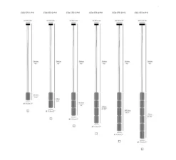 Suspension, Column 175, verticale, 5 cylindres, carbone, LED, dim, 0-10V, 3555lm, 2700K, Ø17,5cm, H143,5cm - A-N-D