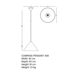 Suspension, Compass 430, alu brossé, Ø43cm, H26cm - HAY