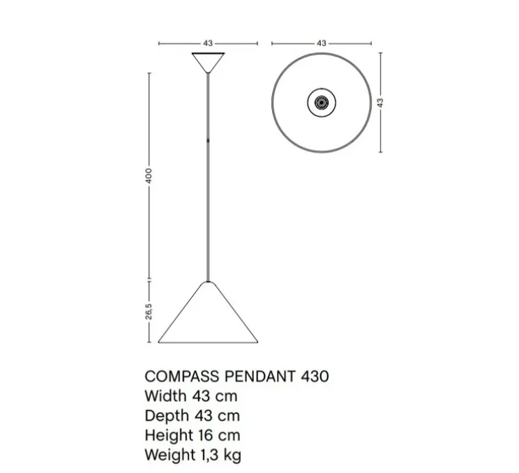 Suspension, Compass 430, noir, Ø43cm, H26cm - HAY