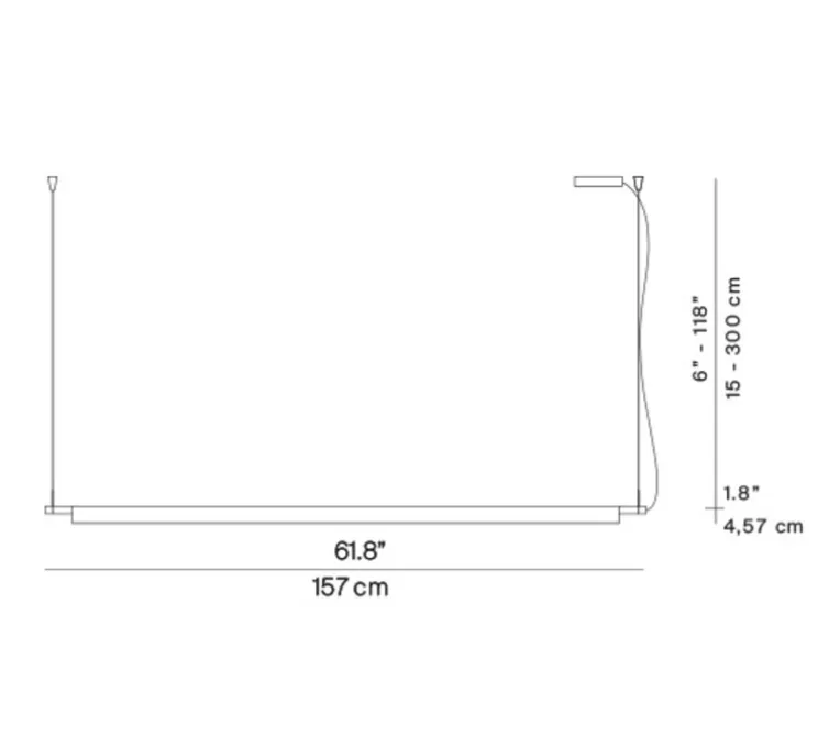 Suspension, Compendium D81B2, sans rosace, aluminium, LED, 1926lm, 3000K, L157cm, H4,57cm - Luceplan