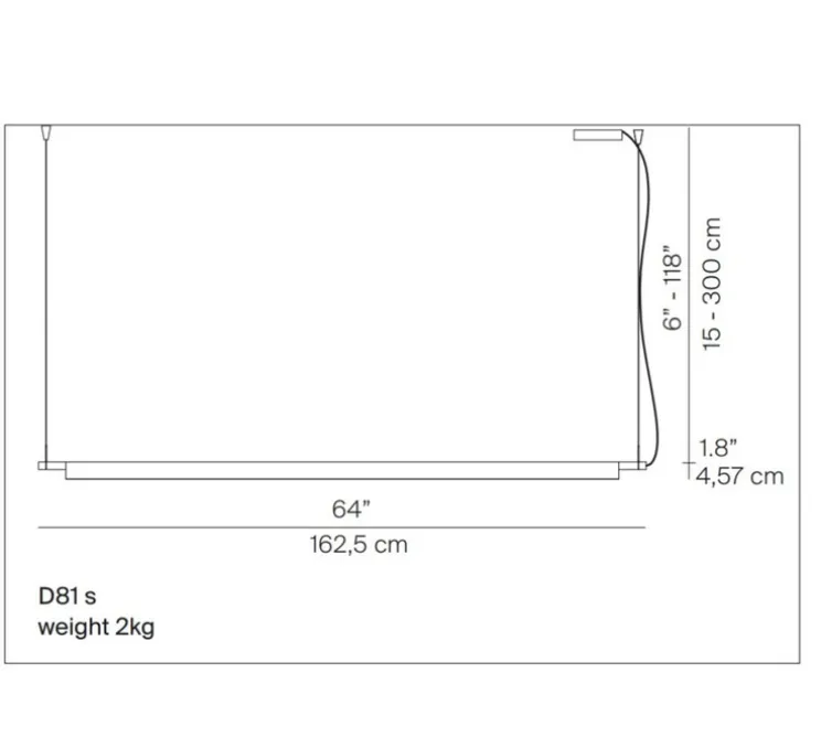 Suspension, Compendium D81s, aluminium, LED, dimmable, DALI, 1926lm, 2700K, L162,5cm, H4,57cm - Luceplan
