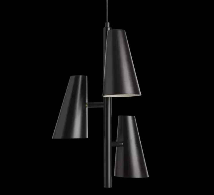 Suspension, Cono, 3 abat-jour, noir, Ø36cm, H50cm - Woud