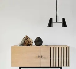 Suspension, Cono, 2 abat-jour, noir, L42cm, H19,7cm - Woud