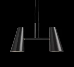 Suspension, Cono, 2 abat-jour, noir, L42cm, H19,7cm - Woud