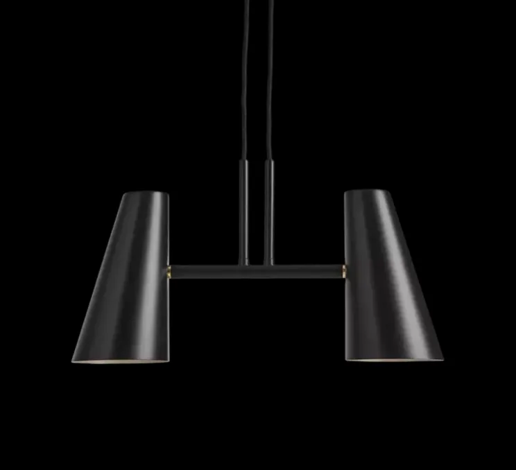 Suspension, Cono, 2 abat-jour, noir, L42cm, H19,7cm - Woud