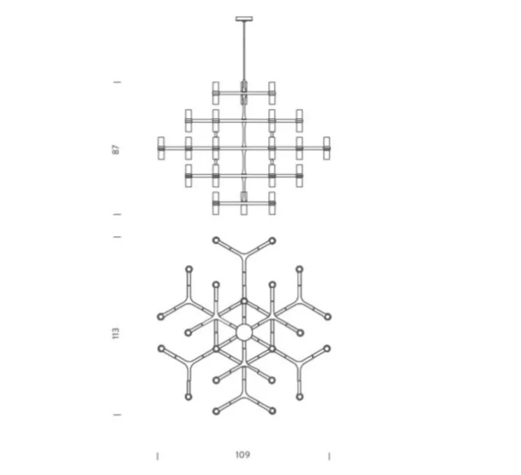 Suspension, Crown Major, acier poli, L109cm, H87cm - Nemo Lighting