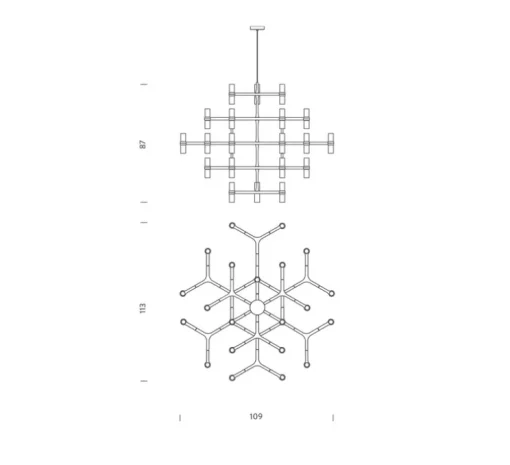 Suspension, Crown Major, plaqué or, L109cm, H87cm - Nemo Lighting