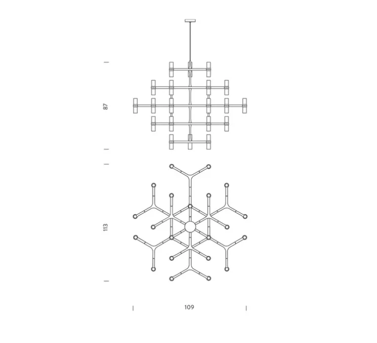 Suspension, Crown Major, plaqué or, L109cm, H87cm - Nemo Lighting
