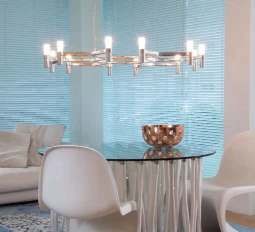 Suspension, Crown Plana Minor, acier poli, L109cm, H16cm - Nemo Lighting