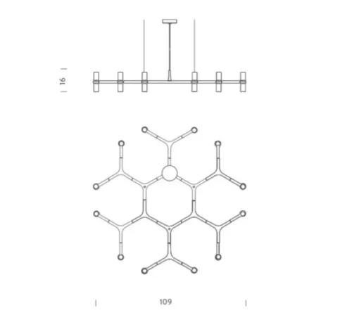Suspension, Crown Plana Minor, noir, L109cm, H16cm - Nemo Lighting