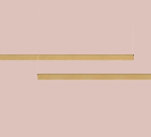 Suspension, Curve, chêne, LED, DALI, microprisme, dim, 2700K, 1660 lm, L144cm, H6cm - Tunto