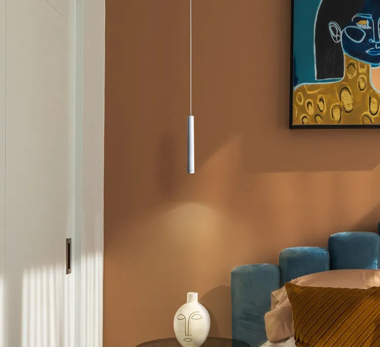 Suspension, D01, blanc, LED, 2700K, 420 lm, Ø2,2cm, H15cm - OliveLab