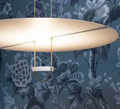 Suspension, D03, blanc et laiton, LED, 2700K, 3000 lm, Ø70cm, H83cm - OliveLab