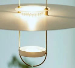 Suspension, D03, blanc et laiton, LED, 2700K, 3000 lm, Ø70cm, H83cm - OliveLab