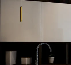 Suspension, D01, laiton, LED, 2700K, 420 lm, Ø2,2cm, H15cm - OliveLab