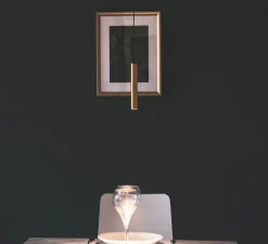 Suspension, D01, laiton, LED, 3000K, 550 lm, Ø2,2cm, H15cm - OliveLab