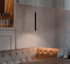 Suspension, D01, noir mat, LED, 2700K, 420 lm, Ø2,2cm, H30cm - OliveLab