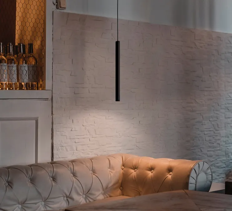 Suspension, D01, noir mat, LED, 2700K, 420 lm, Ø2,2cm, H30cm - OliveLab