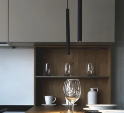 Suspension, D01, noir mat, LED, 2700K, 420 lm, Ø2,2cm, H30cm - OliveLab