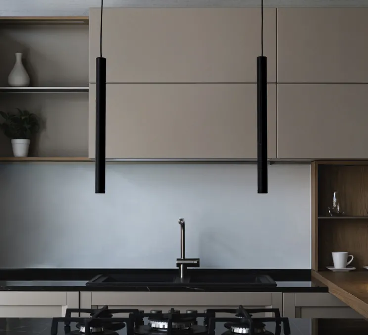 Suspension, D01, noir mat, LED, 2700K, 420 lm, Ø2,2cm, H30cm - OliveLab