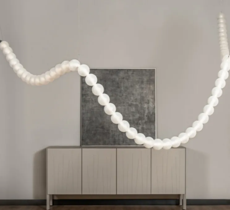 Suspension, Daisy 950, 75 boules, blanc, IP67, LED, dim, 3000K, 1109 lm, Ø9cm, H500cm - Loftlight