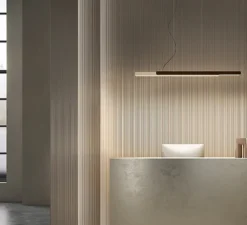 Suspension, Dala Linear, sable, bois, LED, dim, 3000k, 5300 lm, L150cm, H6,5cm - Kdln