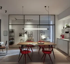 Suspension, Darf, 1.0 non dim, noir et blanc, LED, 3000K, 3560lm, Ø3,3cm, L162,6cm - Wever & Ducré