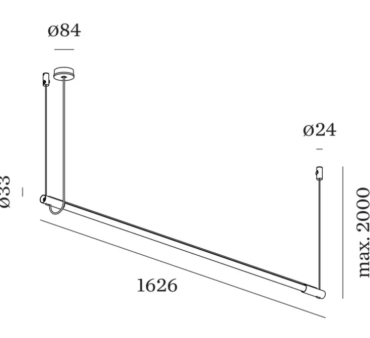 Suspension, Darf, 1.0 non dim, noir et blanc, LED, 3000K, 3560lm, Ø3,3cm, L162,6cm - Wever & Ducré