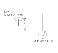 Suspension, Dew, chrome, sans rosace, LED, 2700K, 440lm, Ø11cm, H11cm - KDLN