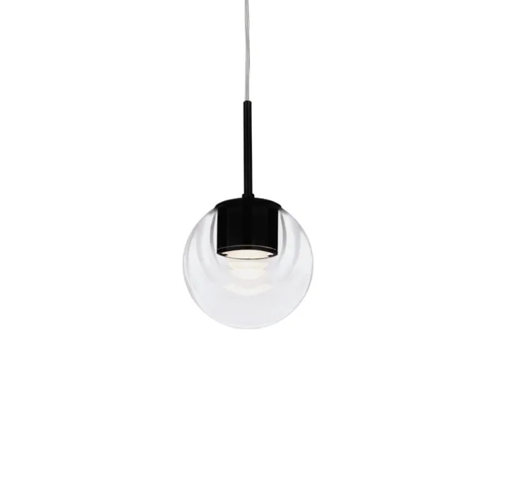 Suspension, Dew, noir, sans rosace, LED, dim, 2700k, 440 lm, Ø11cm, H11cm - KDLN