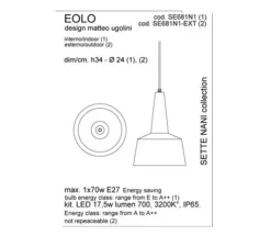 Suspension d'extérieur, EOLO, gris, LED, H34cm, Ø24cm - KARMAN