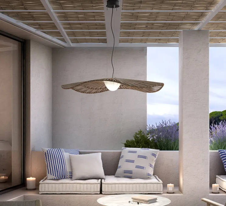 Suspension d'extérieur, Mediterrània S/105/01, marron, IP66, LED, 2700K, 2064lm, Ø105cm, H12,3cm - Bover