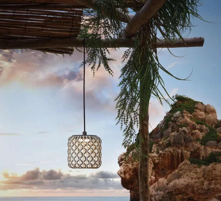 Suspension d'extérieur, Nans S Outdoor, Brun graphite - Teinte beige, IP66, LED, dim, 2700K, 503 lm, Ø16,7cm, H16,5cm - Bover