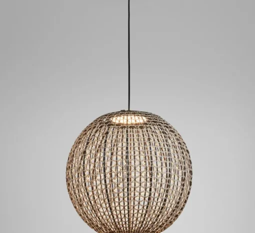 Suspension d'extérieur, Nans Sphere S, Brun graphite - Teinte marron, IP66, LED, dim, 2700K, 1400 lm, Ø60cm, H257cm - Bover