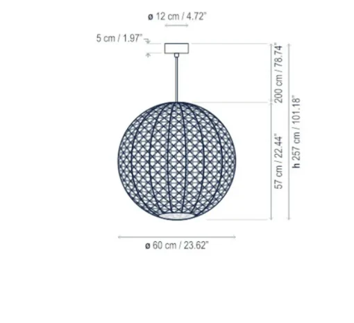 Suspension d'extérieur, Nans Sphere S, Brun graphite - Teinte marron, IP66, LED, dim, 2700K, 1400 lm, Ø60cm, H257cm - Bover