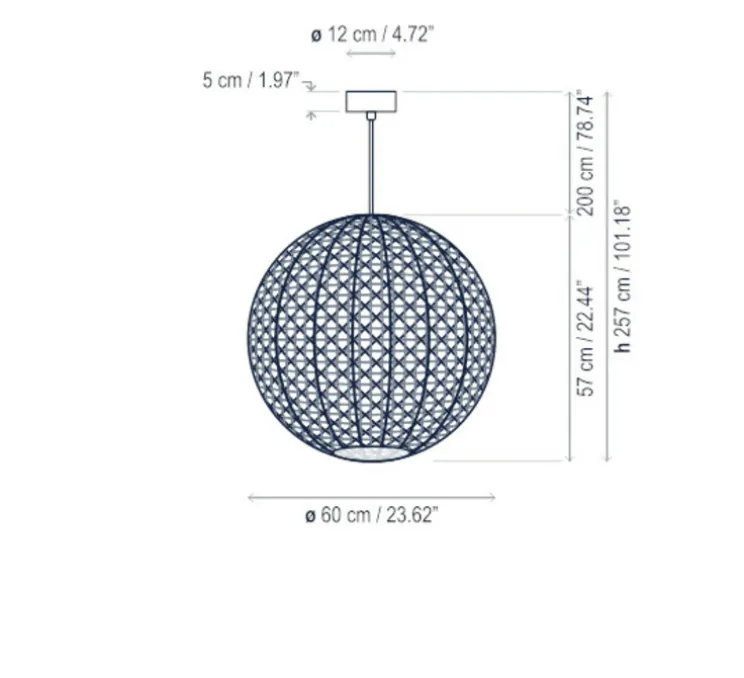 Suspension d'extérieur, Nans Sphere S, Brun graphite - Teinte marron, IP66, LED, dim, 2700K, 1400 lm, Ø60cm, H257cm - Bover