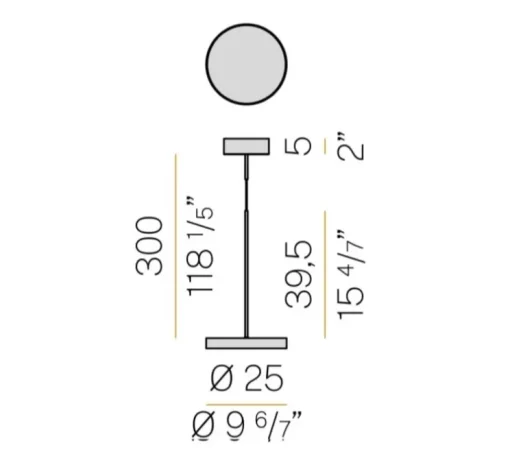 Suspension, Dip, champagne, IP40, LED, dim, 2700K, 1931 lm, Ø25cm, H39,5cm - Panzeri
