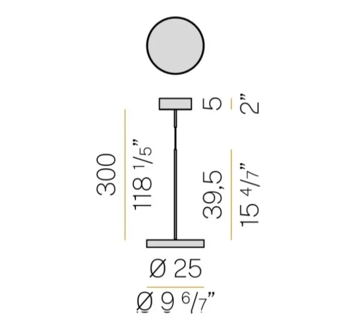 Suspension, Dip, champagne, IP40, LED, dim, 2700K, 1931 lm, Ø25cm, H39,5cm - Panzeri