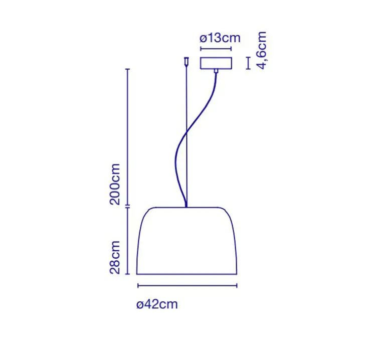 Suspension, Djembé 42.28, bleu ciel PANTONE 7542C, LED, 2700K, 925lm, Ø42cm, H28cm - Marset